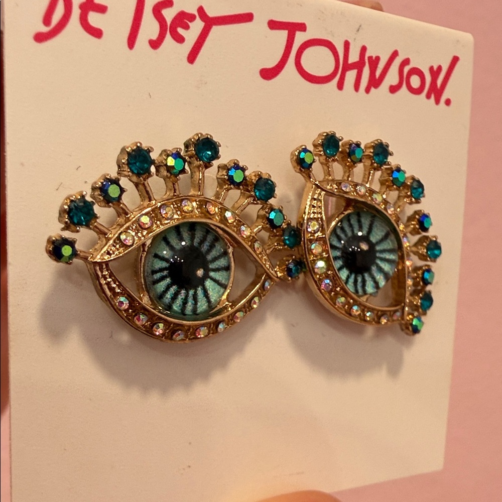 Betsey Johnson Turquoise & Teal Eye Crystal Stud Earrings
